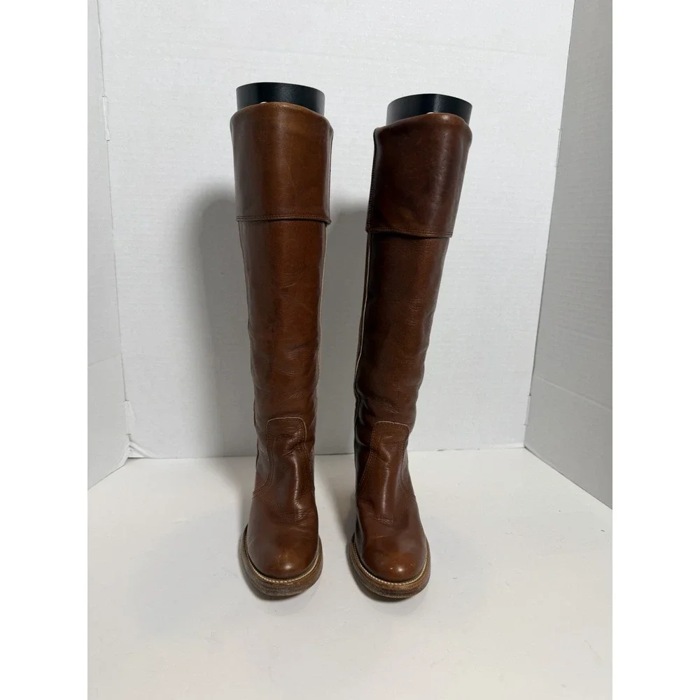 Vintage 1970's Frye Leather Cuffed Campus Boots -Women's 5